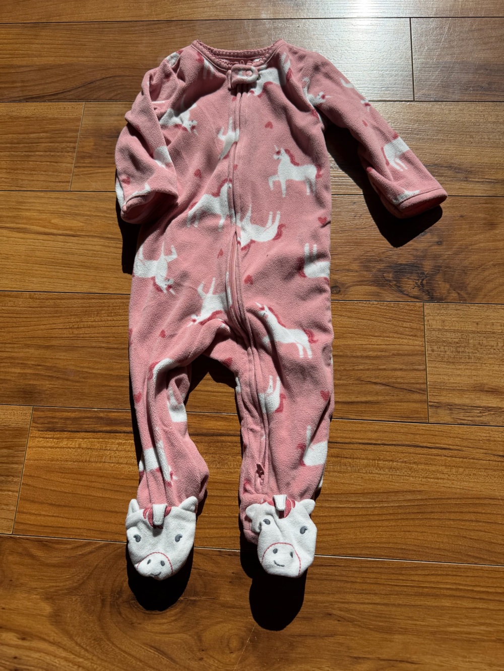 Carters 6-9m Pink Unicorn Fleece Footed One-Piece